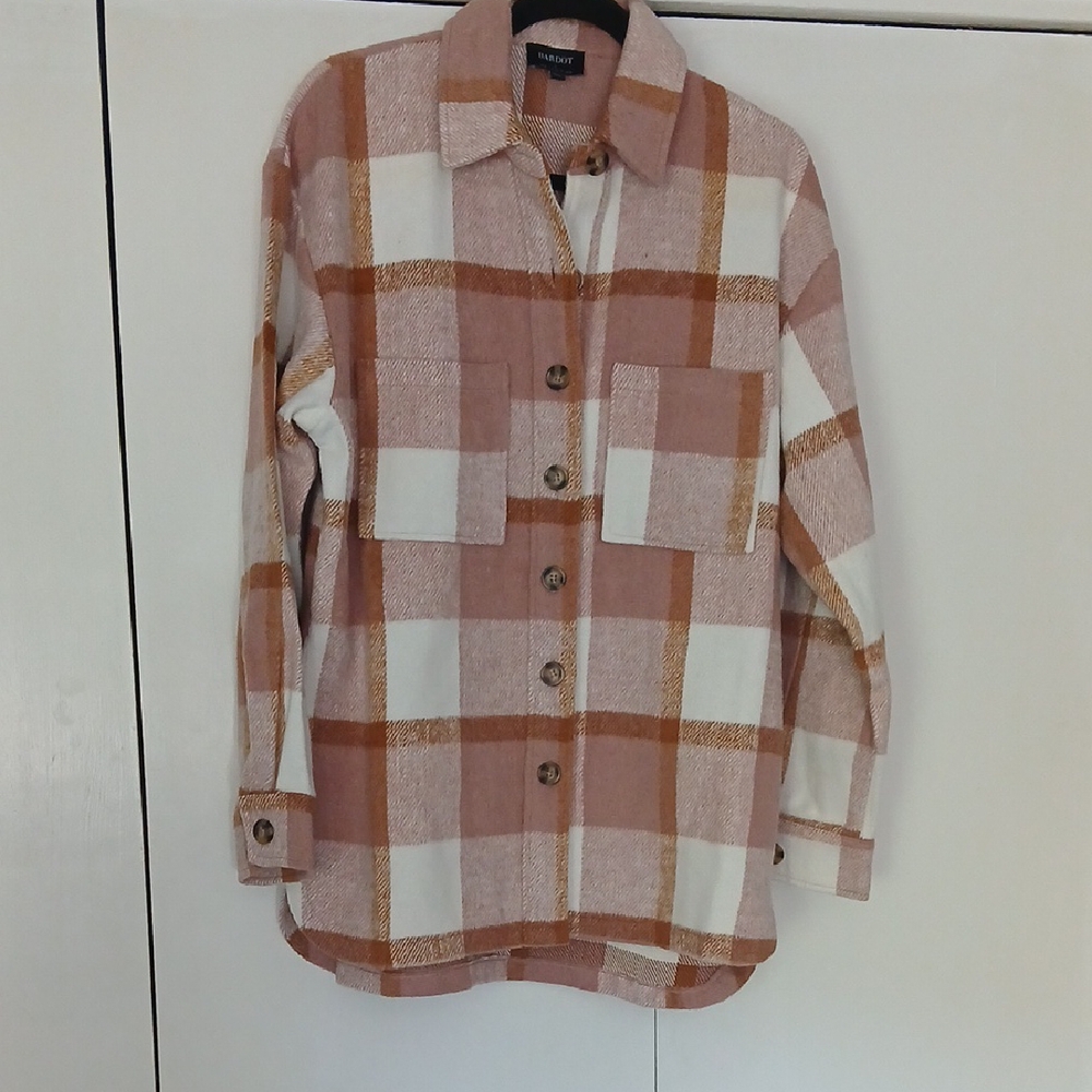 Bardot Checkered Shirt in Pink and Tan